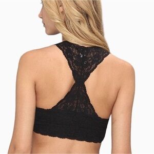 NWOT Free People Intimately Galloon Lace Racerback Black Bralette Small